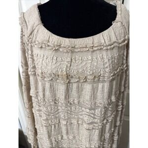Women's Chris McLaughlin Tiered Lace Beige Dress Size 20W Boho Y2K